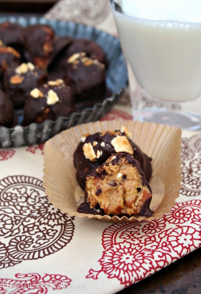 Peanut Butter Pretzel Bites in a muffin liner