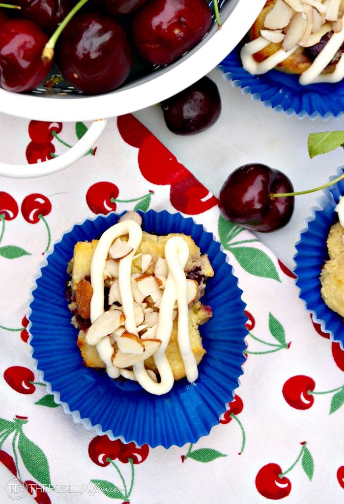 Tender Cherry Almond Scones made with fresh cherries! These scones are low carb, gluten-free and topped with a delicious sugar free cream cheese glaze! 