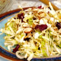 Cabbage Salad Recipe on a blue plate