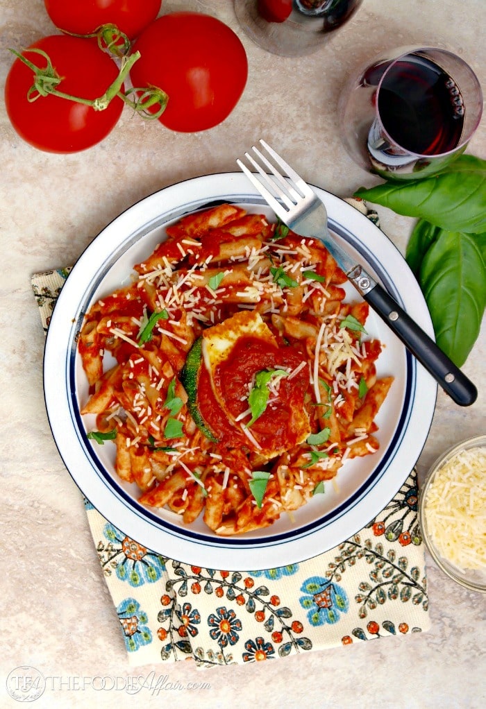 Pan Fried Halloumi Cheese and Zucchini over Pasta