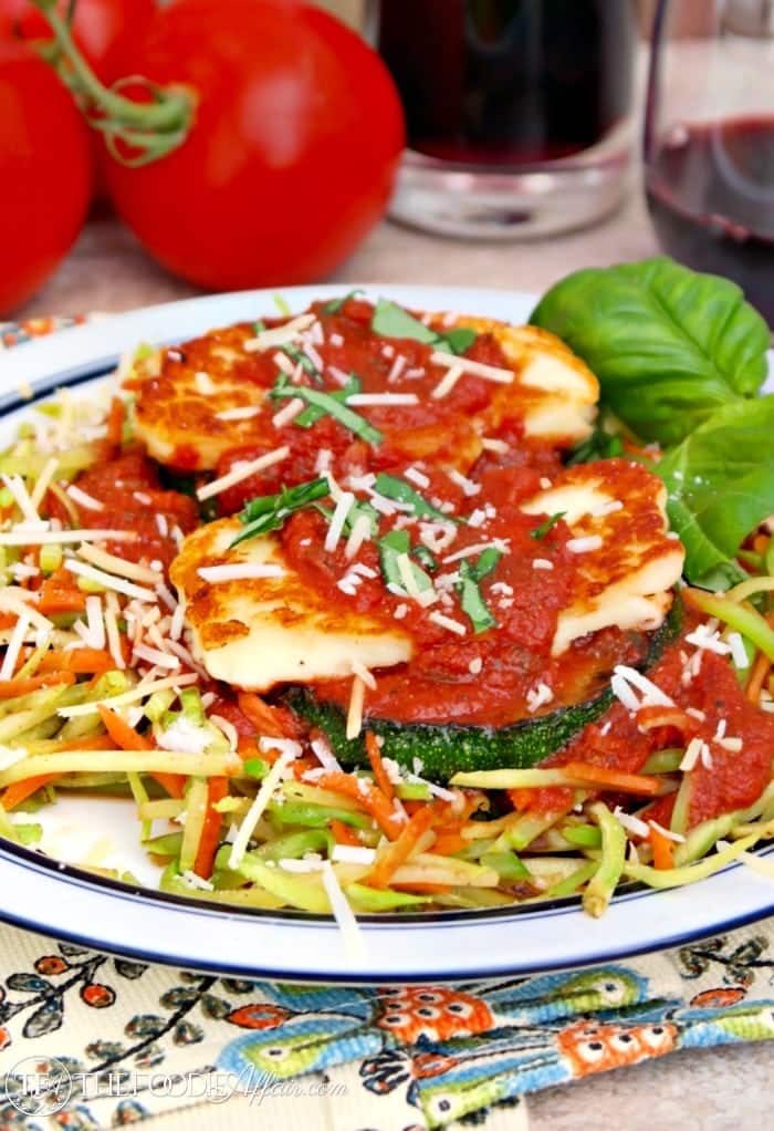 Pan Fried Halloumi Cheese and Zucchini over Pasta