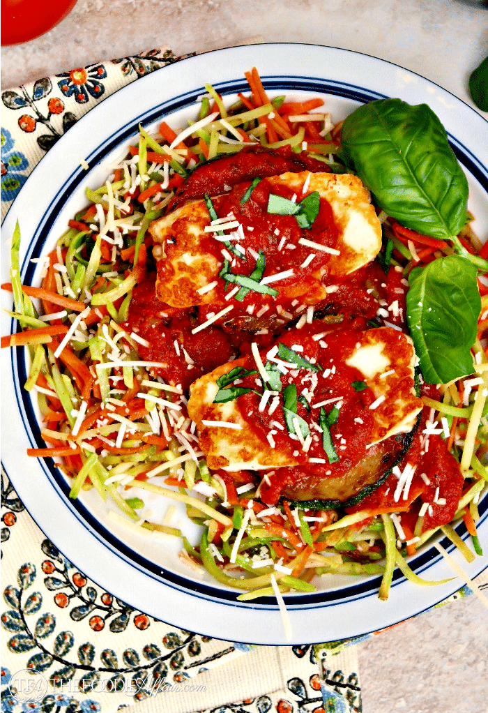 Pan Fried Halloumi Cheese and Zucchini over Pasta