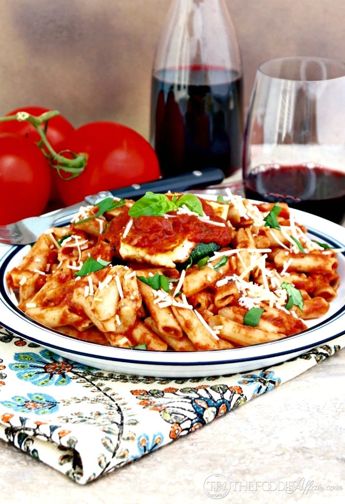 Pan Fried Halloumi Cheese and Zucchini over Pasta