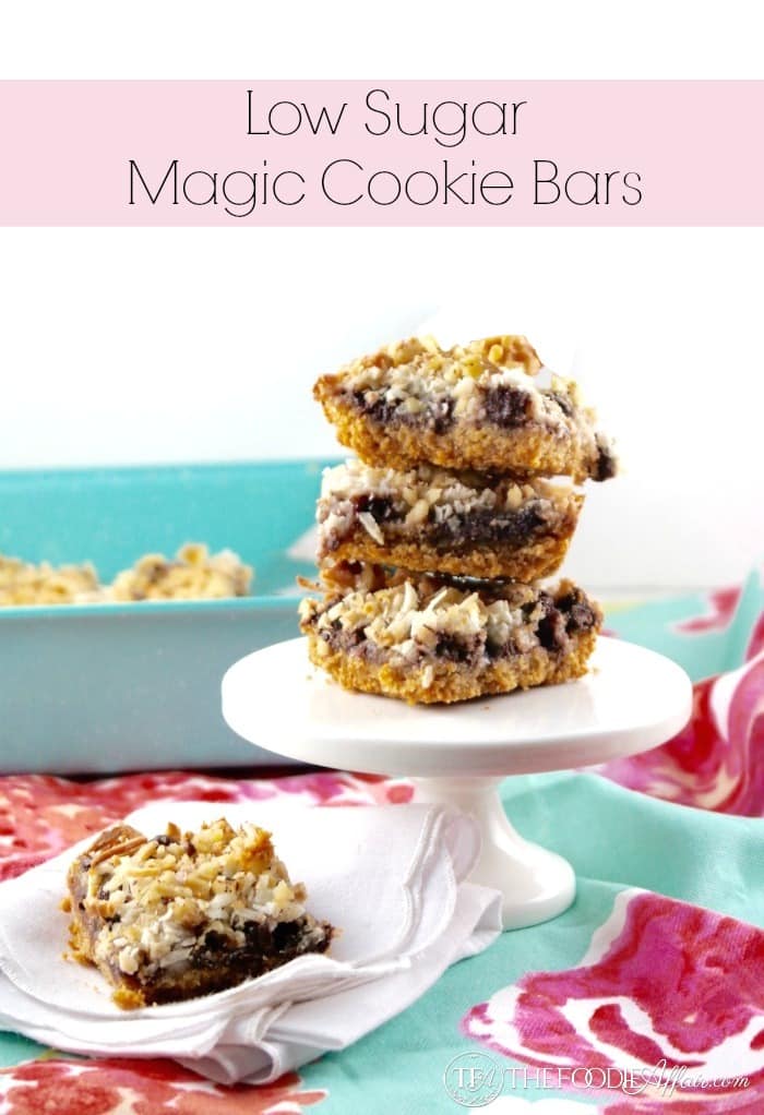 Low Sugar Magic Cookie Bars made with homemade sugar free condensed milk and chocolate chips made with stevia!