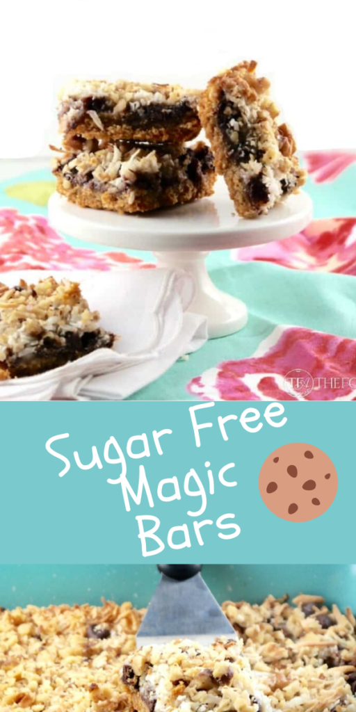 Delicious magic cookies bars. This classic recipe is made without granulated sugar. Still the same delicious flavor but without all the carbs! #cookie #bake