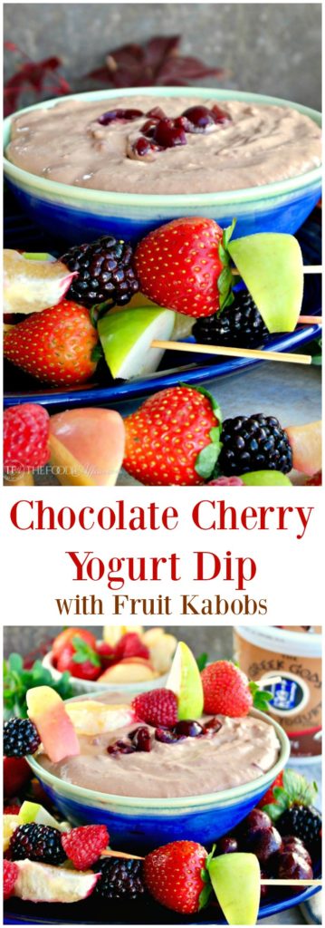 Chocolate Cherry Yogurt Dip with Fruit Kabobs #fruit #dip #yogurt #Ad | thefoodieaffair.com