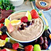 Chocolate Cherry Yogurt Dip with Fruit Kabobs #fruit #dip #yogurt #Ad | thefoodieaffair.com