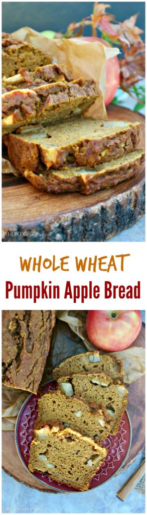 Whole Wheat Pumpkin Apple Bread with spices and chunky apple slices