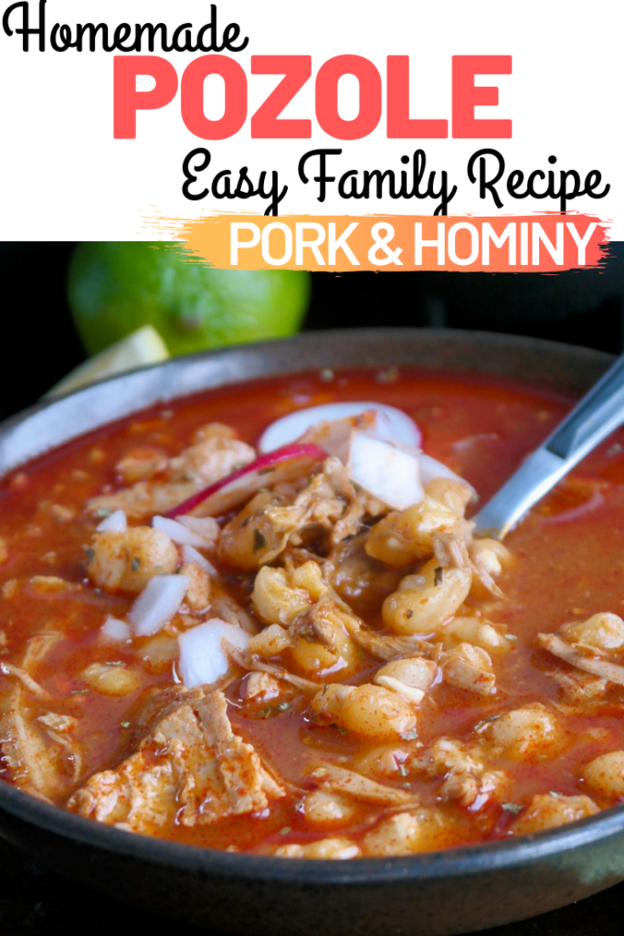 Rich and flavorful pozole (Mexican soup) simmered to perfection.  This meal is a family favorite soup that is often shared during the holiday season. #pork #pozole #soup #rojo #Christmas #traditional #thefoodieaffair