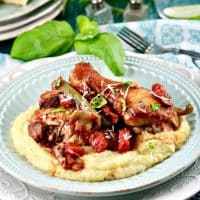 Chicken Cacciatore over creamy polenta #chicken #cacciatore #Italian #Lenox #Ad | www.thefoodieaffair.com