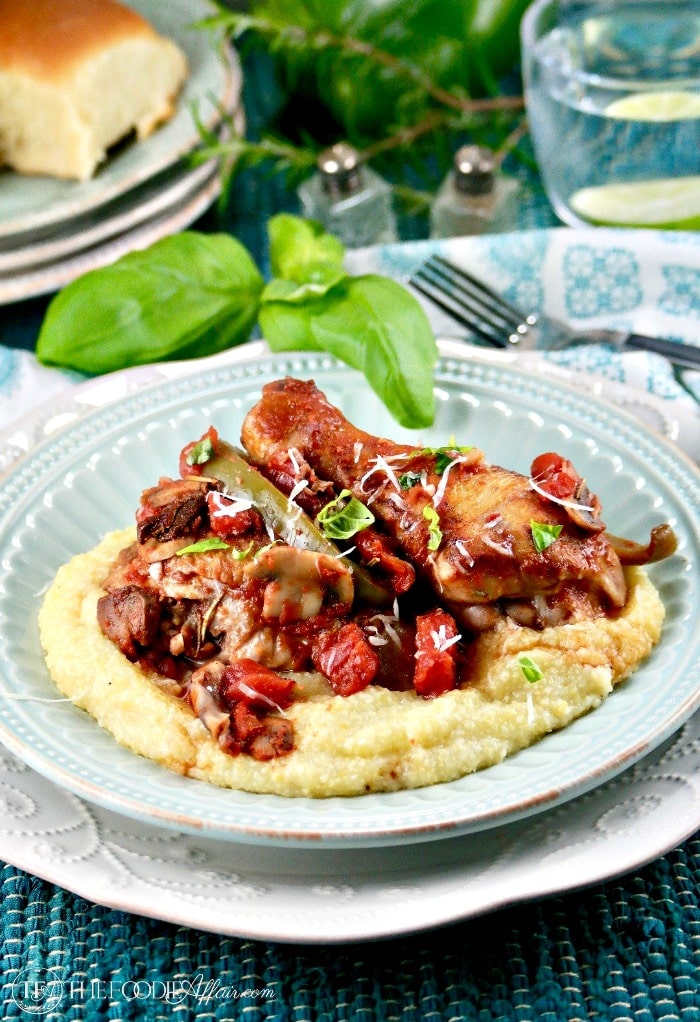 Chicken Cacciatore Over Creamy Polenta