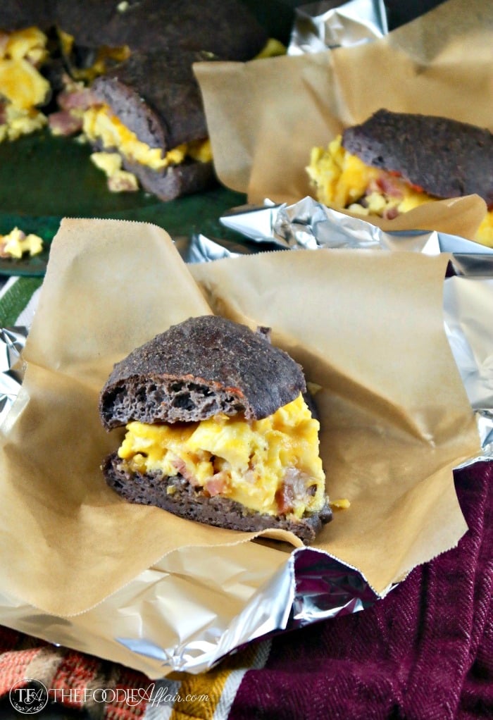 Low Carb Breakfast Sandwich to feed a crowd or wrap up and freeze for a grab and go meal #breakfast #sandwich #lowcarb #keto | www.thefoodieaffair.com