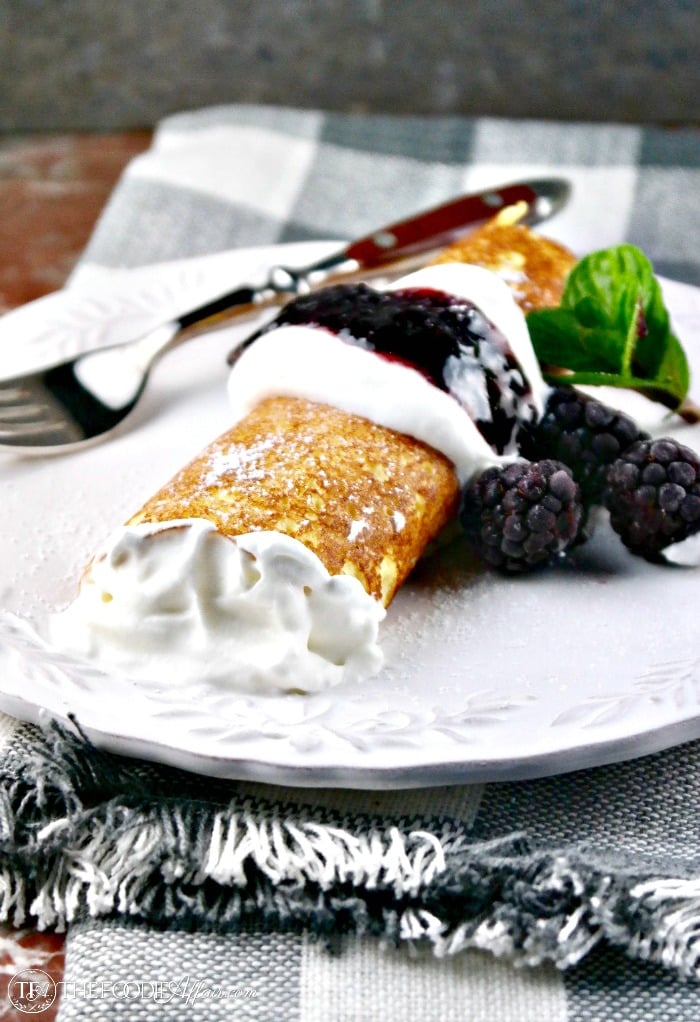 Low Carb Crepes are versatile hearty wraps for sweet or savory fillings. Each crepe is only 2.4 carbs #crepes #lowcarb #dessert |www.thefoodieaffair.com