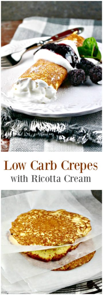 Low Carb Crepes are versatile hearty wraps for sweet or savory fillings. Each crepe is only 2.4 carbs #crepes #lowcarb #dessert |www.thefoodieaffair.com