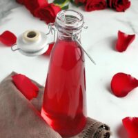 This jar full of DIY rose water is finished and ready to be used!