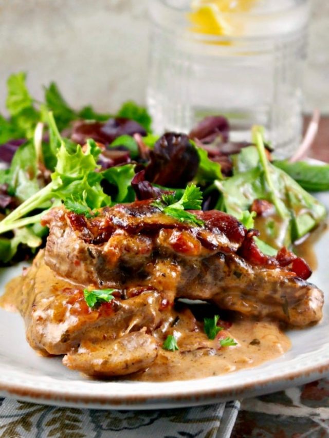 Skillet Pork Chops with Caramelized Onions & Bacon Story
