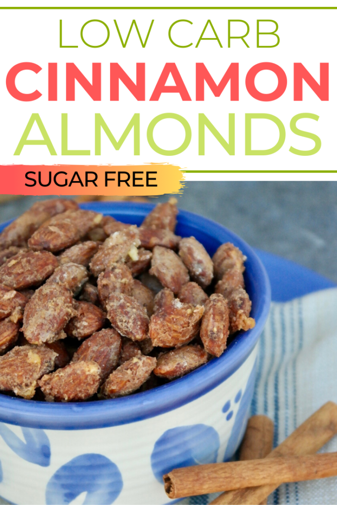 Delicious sugar free crunchy cinnamon almonds are perfect for a low carb snack or toss on salad for a delicious addition! #ketorecipe #lowcarbsnack #almonds #snackidea #cinnamon #sugarfree #thefoodieaffair