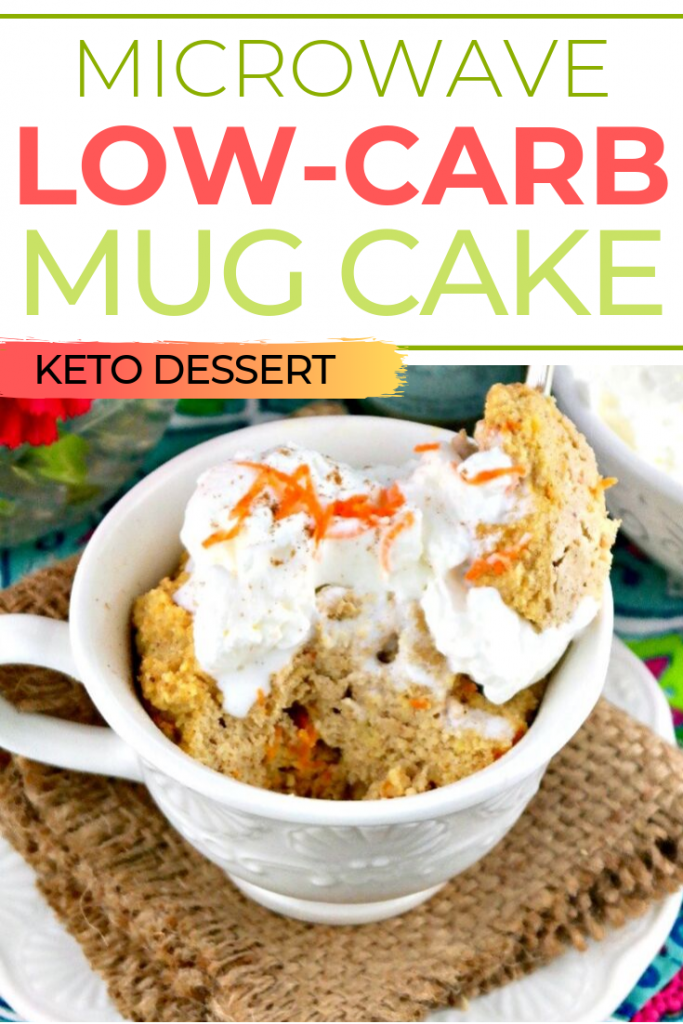  Simple low carb carrot mug cake is done in minutes! Satisfy your sweet tooth without baking a whole cake or blasting your glucose level through the roof! #mugcake #lowcarb #keto #carrotcake #thefoodieaffair 