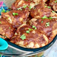 Honey Mustard Chicken Thighs lightly fried and then baked! #chicken #recipe #honey | www.thefoodieaffair.com