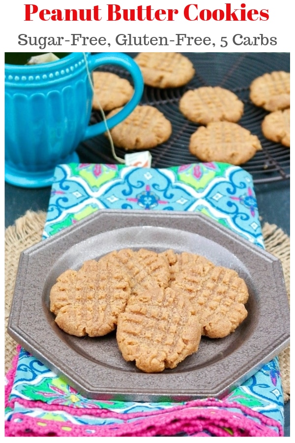 Satisfy you sweet tooth with these low carb sugar free peanut butter cookies! 4 ingredients used in this easy peanut butter cookie recipe. #lowcarb #ketodiet #sugarfree #glutenfree #cookies #peanutbutter | www.thefoodieaffair.com