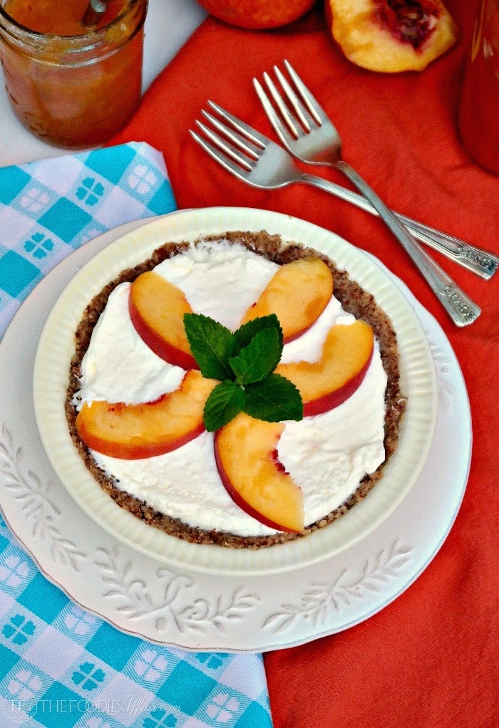 Low Carb No Bake Cream Pie can be divided into mini pies or a full size. Ideal for low carb diets with only 5 carbs per serving! #lowcarb #creampie #dessert | www.thefoodieaffair.com