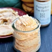 Sugar Free Pumpkin Spice Butter with homemade spices topped on a low carb pumpkin bagel #PumpkinSpice #Butter | www.thefoodieaffair.com