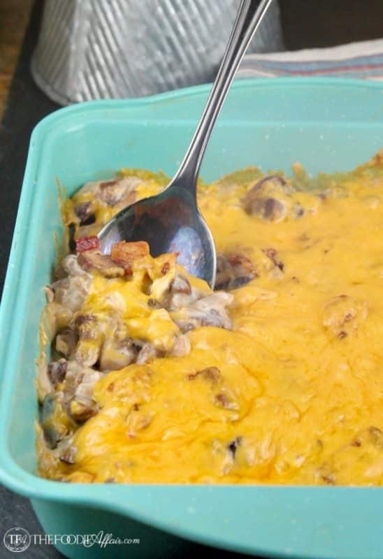 Mushroom Casserole with Bacon & Cheese | Easy Low Carb Side Dish