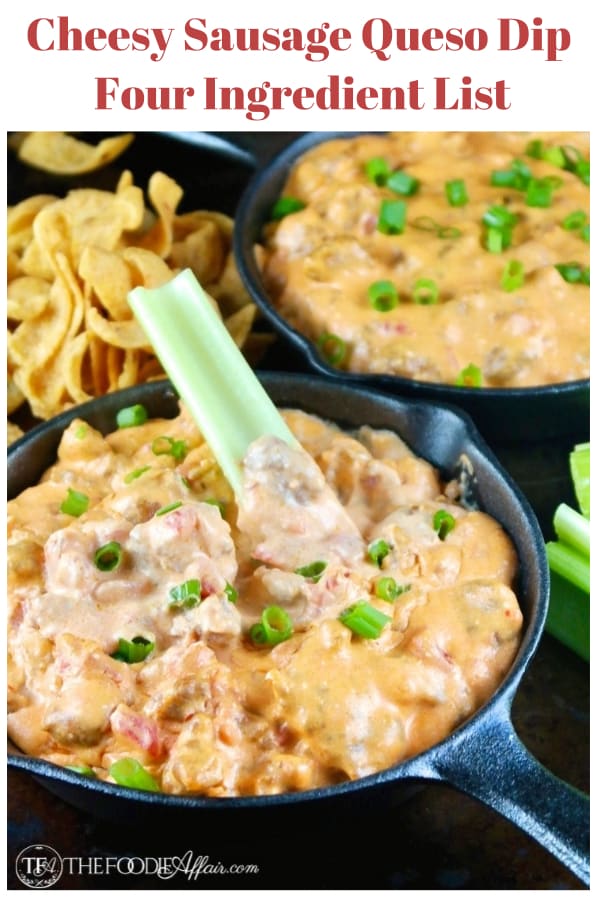 A flavorful cheesy sausage queso dip makes a great addition to your appetizer table! #queso #sausage #appetizer | www.thefoodieaffair.com