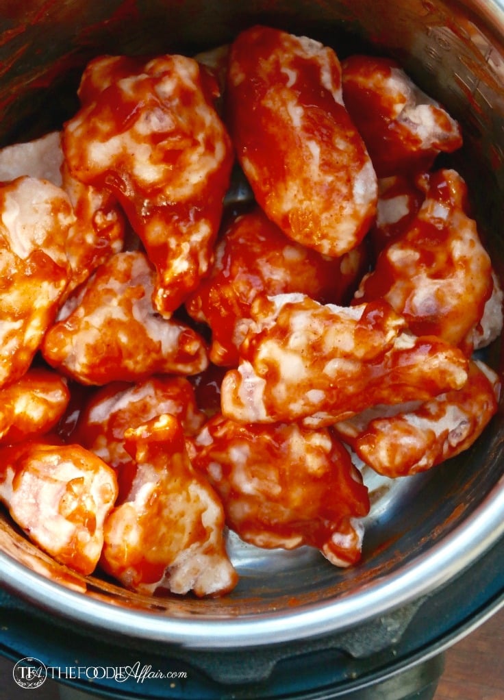 Chicken drumettes and wings in an Instant Pot with homemade BBQ sauce.