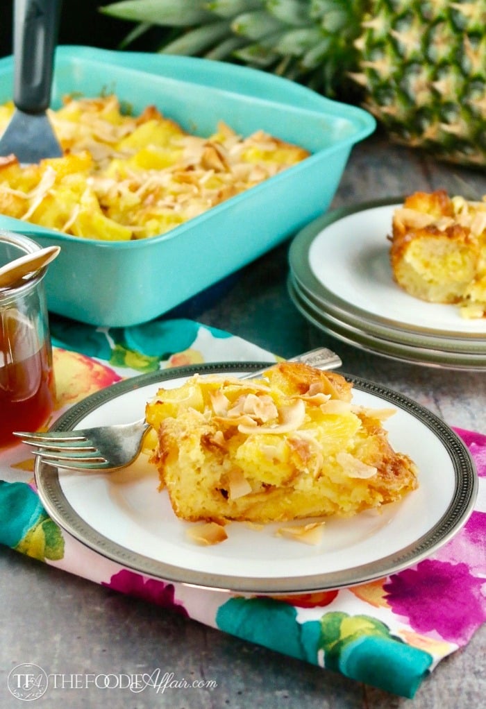 Pineapple Bread Pudding with Pineapple Rum Sauce