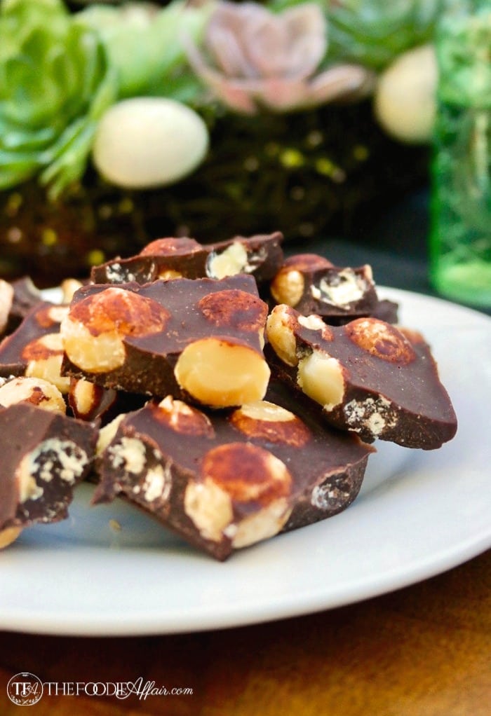 homemade chocolate bar with macadamia nuts