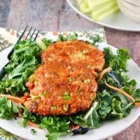 Salmon Patty Recipe on salad plate