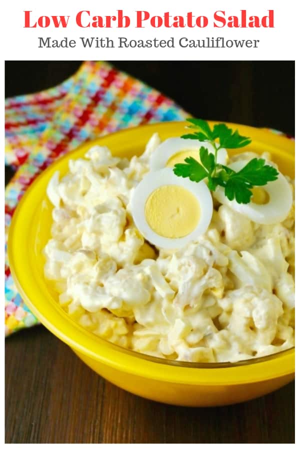 Mock low carb potato salad! All the traditional ingredients are in this recipe that you are used to in a classic potato salad, but this dish calls for cauliflower! #lowcarb #salad #keto #bbq | www.thefoodieaffair.com