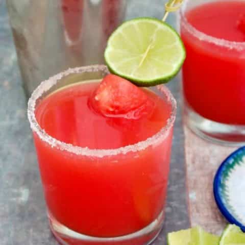 watermelon rita in a clear glass with lime