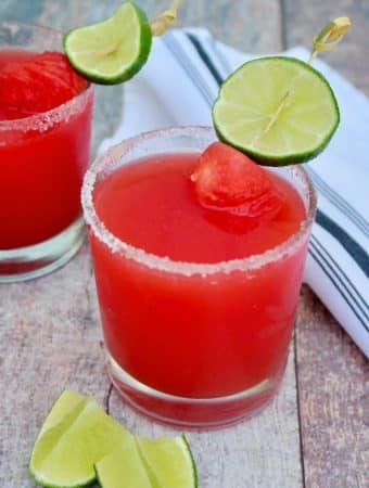 Cocktail watermelon rita in clear glasses