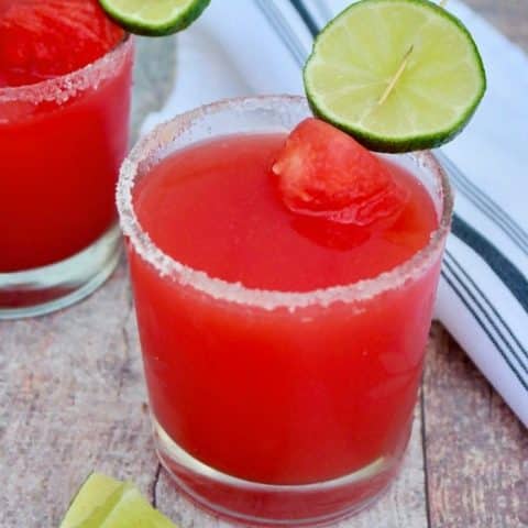 Cocktail watermelon rita in clear glasses