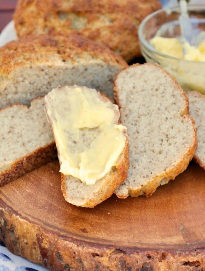 Sliced grain free bread with butter