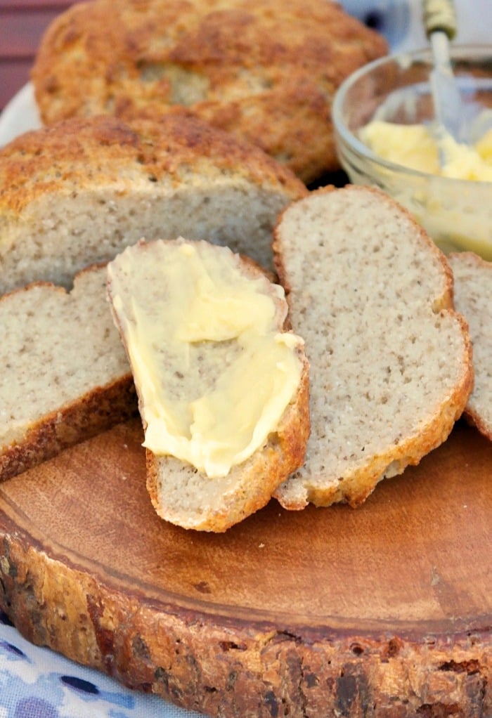 Sliced grain free bread with butter