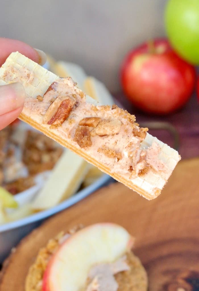 wafer cookie with apple spice cream cheese