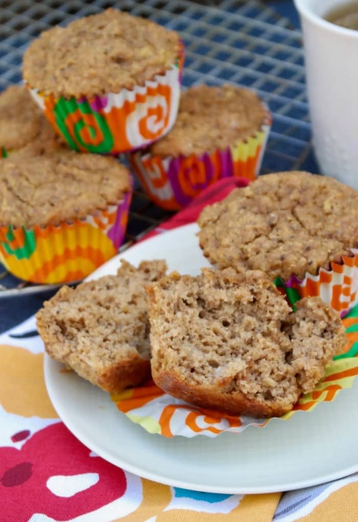 Banana muffins using low carb baking mix on a white plate