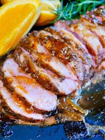 Baked pork tenderloin with orange marmalade glaze