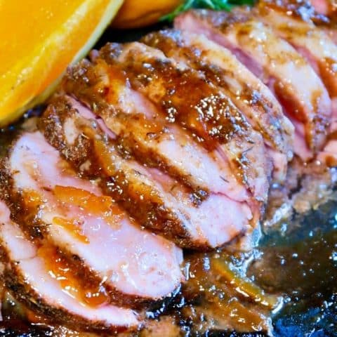Baked pork tenderloin with orange marmalade glaze