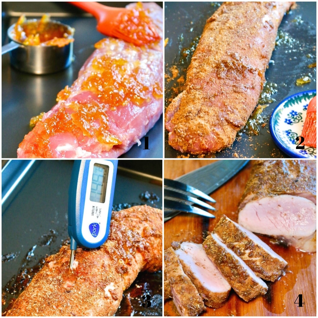 Step by step photos on preparing a baked pork tenderloin