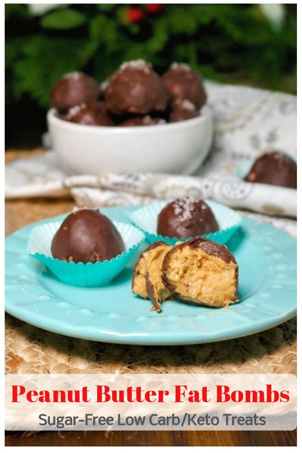 Chocolate peanut butter fat bombs are easy to make, satisfying and delicious! Perfect sugar-free treats for low carb and keto diet followers. #fatbombs #keto #snacks #chocolate #peanutbutter #lowcarb 