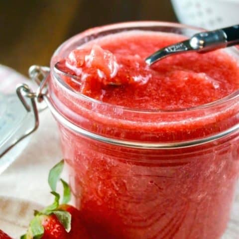Strawberry Puree in a glass jar