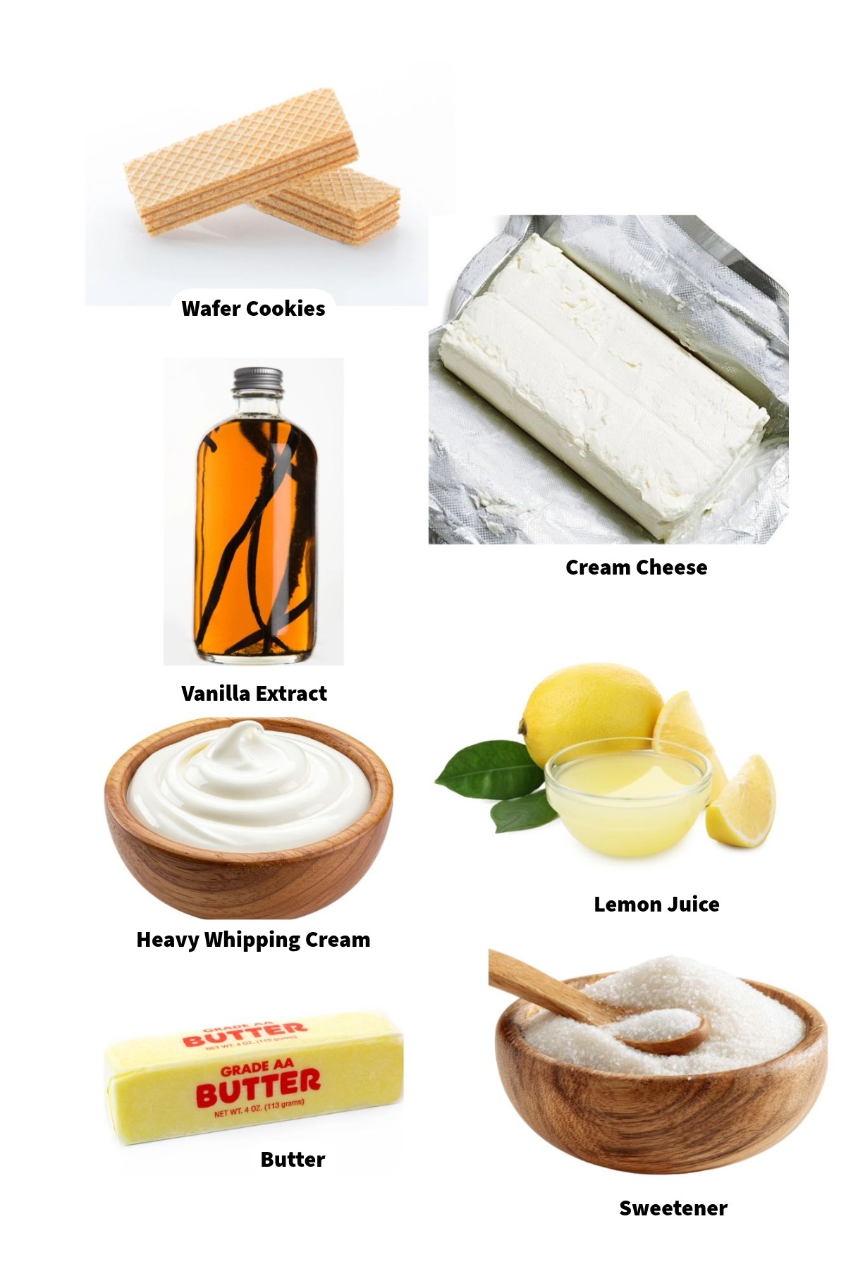 ingredients to make no bake cheesecake bites.