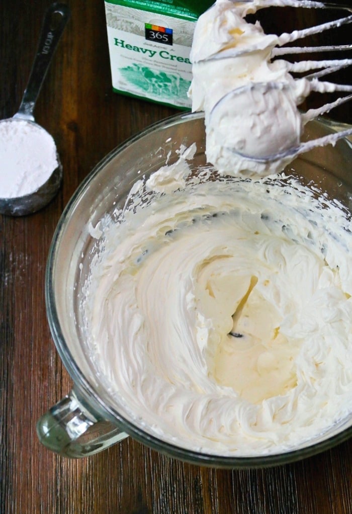 filling for mini cheesecake in a clear mixing bowl