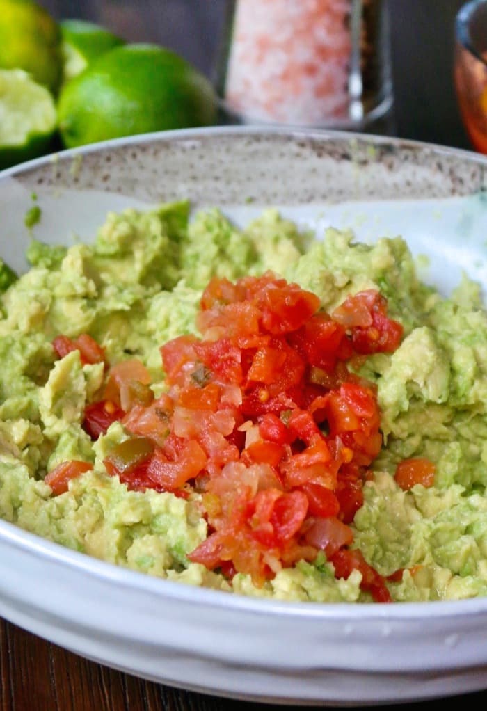 guacamole dip with salsa