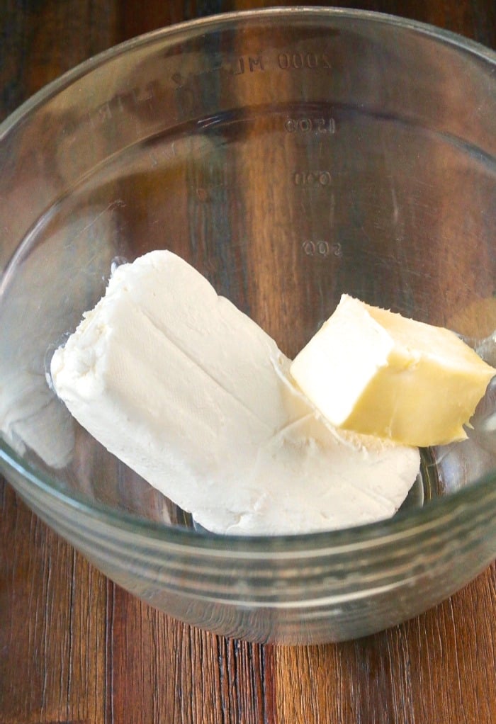 cream cheese and butter for chocolate chip dip recipe