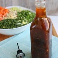 An Asian dressing for salad in a bottle.